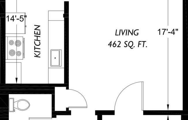 Studio, 1 bath, 480 sqft, $1,495, Unit 104