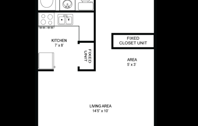 Studio, 1 bath, 348 sqft, $1,140, Unit 208