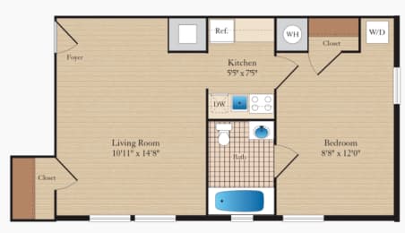 1 bed, 1 bath, 448 sqft, $1,597