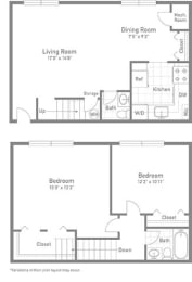2 beds, 1.5 baths, 1,008 sqft, $2,460