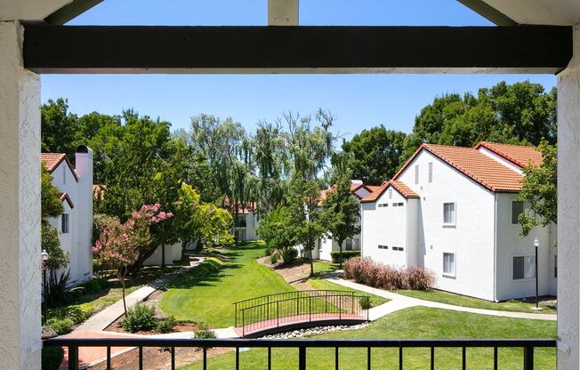 Peaceful Scenic Courtyard With Beautifully Landscaped Lawn and Bridge at Laurel Creek, Fairfield, California