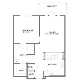 1 bed, 1 bath, 753 sqft, $1,396