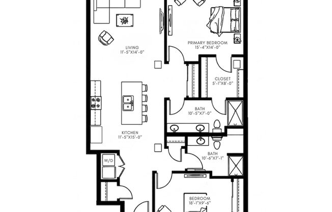 2 beds, 2 baths, 1,380 sqft, $3,350, Unit 503