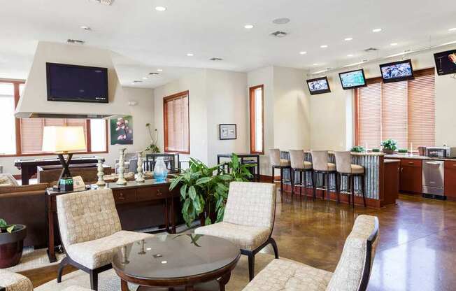 interiour clubhouse lounge area at 1200 Acqua Apartment