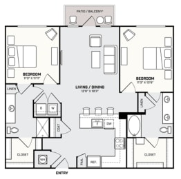 2 beds, 2 baths, 1,124 sqft, $2,326
