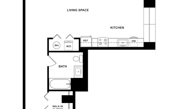 Studio, 1 bath, 654 sqft, $1,995, Unit P-0203