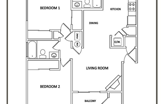 2 beds, 2 baths, 900 sqft, $1,995, Unit 6TH-4