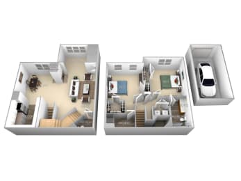2 beds, 2.5 baths, 1,273 sqft, $2,929