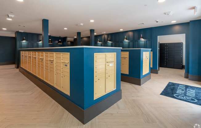 mailroom and package lockers at Preston Ridge Apartments Cary, NC