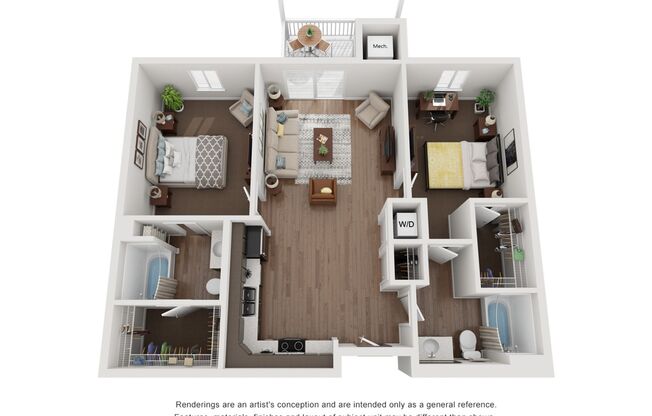 2 beds, 2 baths, 983 sqft, $1,800, Unit 3 - 106