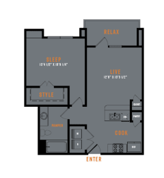 1 bed, 1 bath, 694 sqft, $1,318