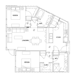 2 beds, 2 baths, 1,113 sqft, $3,802