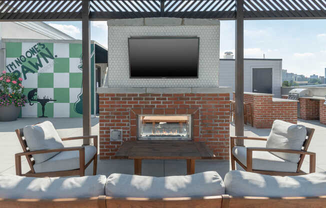 Outdoor Lounge with Fireplace