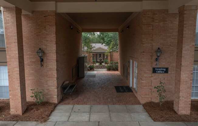 a view of the leasing office from the outside of the building