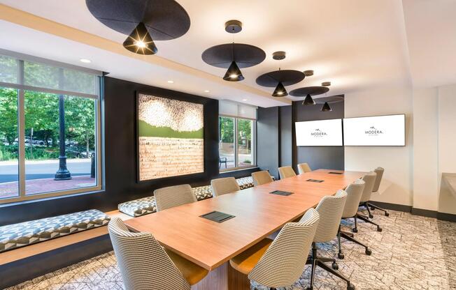 Get focused in the sleek resident conference room, ideal for meetings, remote work, or collaborative sessions.