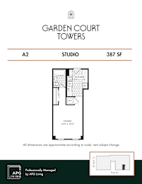 Studio, 1 bath, 387 sqft, $1,380