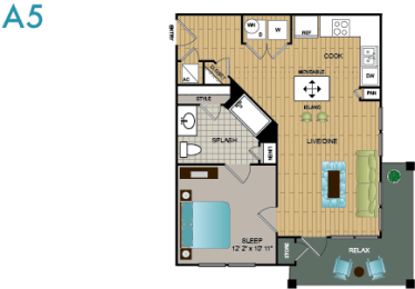 1 bed, 1 bath, 632 sqft, $1,357