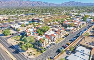 Community aerial view at Ten50 Apartments in Tucson AZ November 2020