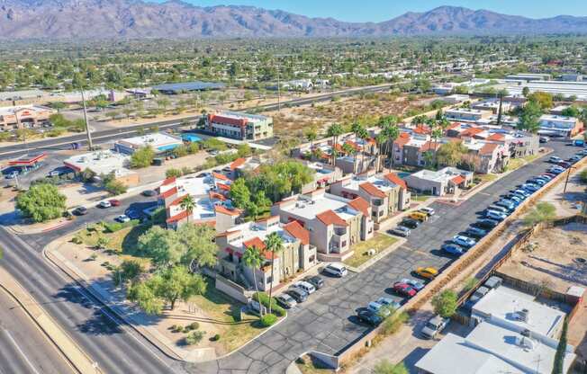 Community aerial view at Ten50 Apartments in Tucson AZ November 2020