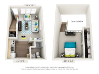 1 bed, 1 bath, 500 sqft, $969