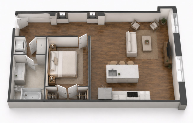 1 bed, 1 bath, 764 sqft, $1,763, Unit 115