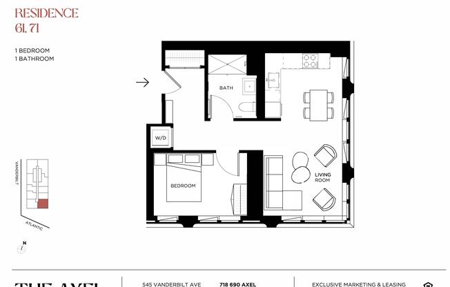 1 bed, 1 bath, $4,495, Unit 6I