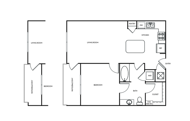 1 bed, 1 bath, 738 sqft, $1,095