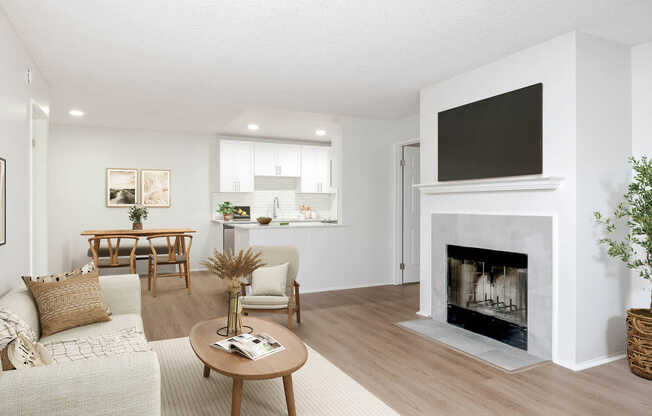 Living Room with Fireplace and Hard Surface Flooring