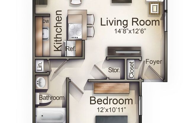 1 bed, 1 bath, 610 sqft, $1,235, Unit 5921-09