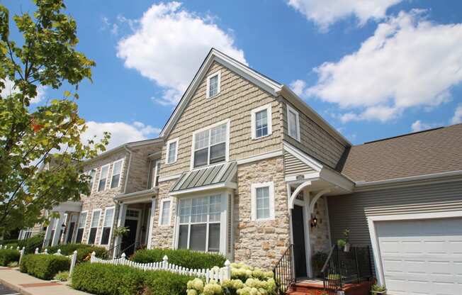This is a picture of a townhome exterior at Nantucket Apartments, in Loveland, OH.