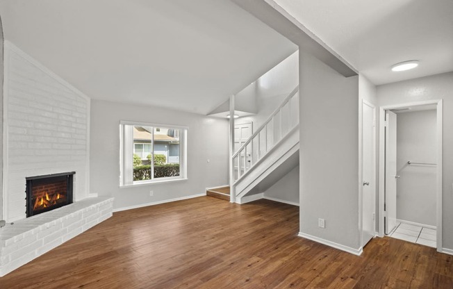 Living room with Fireplace. Open Floor Plan