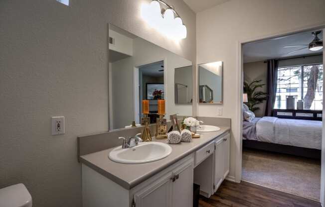 Bathroom cabinet at Milan Apartment Townhomes, Las Vegas