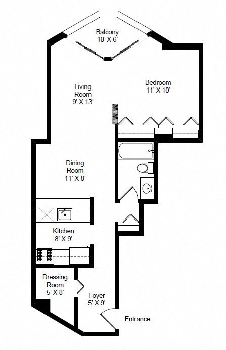 1 bed, 1 bath, 628 sqft, $1,643