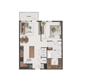 1 bed, 1 bath, 810 sqft, $1,556