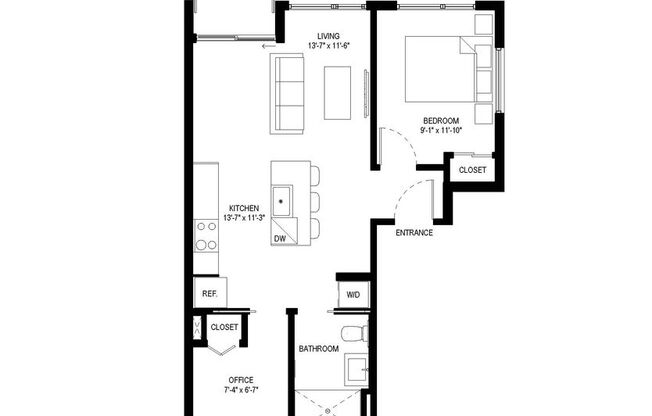 1 bed, 1 bath, 480 sqft, $2,880, Unit 301