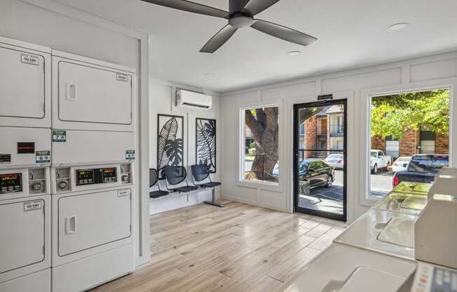 a laundry room with a washer and dryer