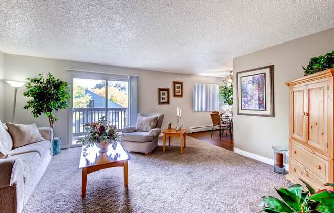 A Standard Living Room at Greentree Village Apartments