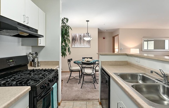 Apartment Kitchen with Gas Range and Dishwasher