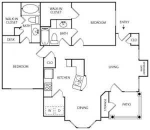 2 beds, 2 baths, 1,108 sqft, $1,144