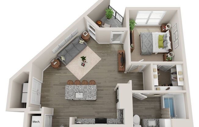 1 bed, 1 bath, 732 sqft, $1,830