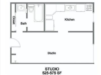 Studio, 1 bath, 525 sqft, $1,598