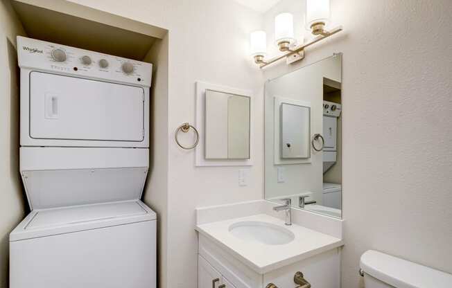 Primary Bathroom with in unit washer/dryer