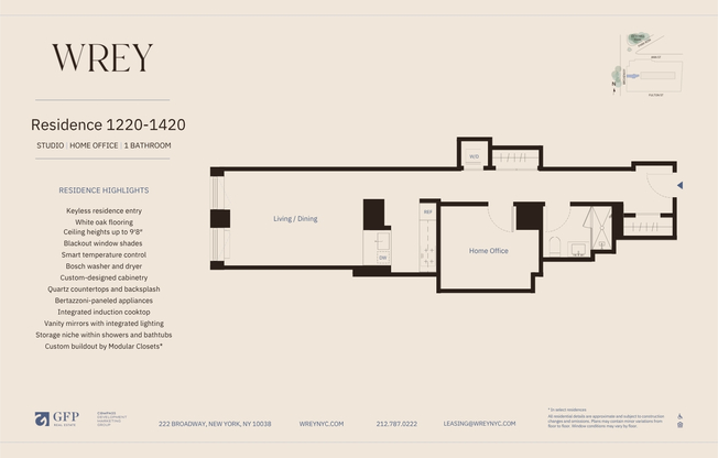 Studio, 1 bath, $6,900, Unit 1320