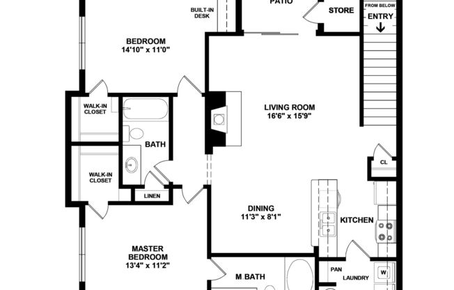 2 beds, 2 baths, 1,171 sqft, $1,535