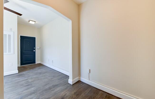 vacant living area with wood flooring at petworth station apartments in washington dc