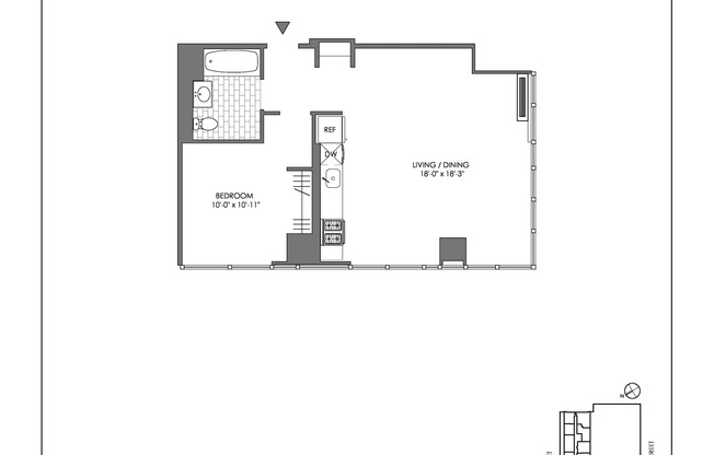 1 bed, 1 bath, $4,450, Unit 1701