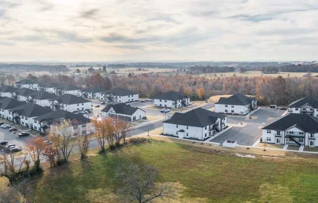 an aerial view of a neighborhood with houses