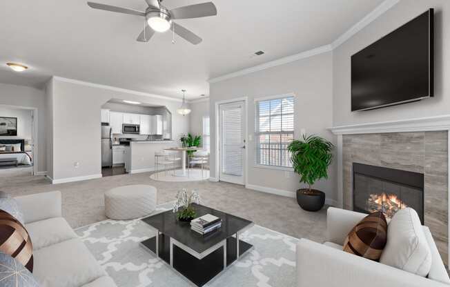 Living rooms have Fire Places and Lots of windows for natural light