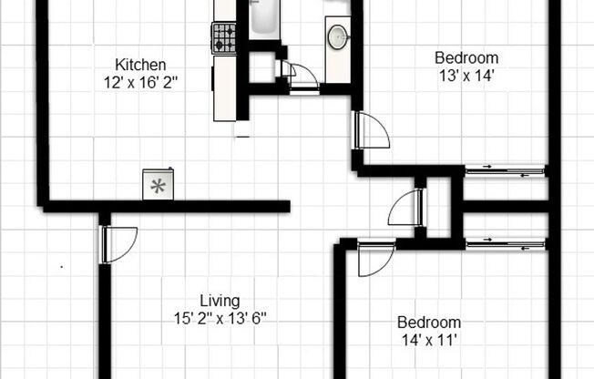 2 beds, 1 bath, 903 sqft, $1,140, Unit H-6