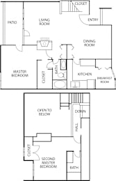 2 beds, 2 baths, 1,400 sqft, $1,175